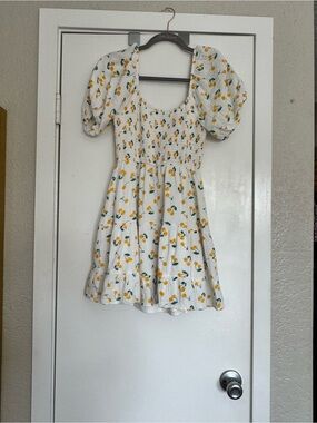 Lush Lemon Dress with White Fabric Label Detail
